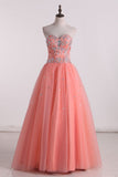 Hot Fuchsia Quinceanera Dresses Ball Gown Sweetheart Floor-Length Tulle With Embroidery Lace Up Back