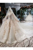 Ball Gown Wedding Dresses High Neck A-Line Top Quality Appliques Tulle Beading