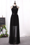 Scoop Chiffon Bridesmaid Dresses A Line With Ruffles Floor Length