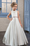 New Arrival Scoop With Beading&Appliques Satin Flower Girl Dresses