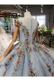 Ball Gown Wedding Dresses Scoop Short Sleeves Top Quality Appliques Tulle Beading