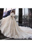Princess Half Sleeve Ball Gown Wedding Dresses Appliques V Neck Bridal SJSPYYC62LK