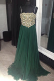 Prom Dresses Spaghetti Straps Floor-Length Tulle With Applique