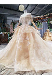 Ball Gown Wedding Dresses One And Half Meter Train Off The Shoulder Top Quality Appliques Tulle Beading