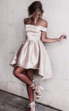 Sexy Off the Shoulder Light Champagne Prom Dress Short Prom Dresses Homecoming Dress JS701