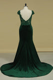 Evening Dresses Scoop Short Sleeves Mermaid/Trumpet Velvet With Applique