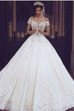Off The Shoulder A Line Wedding Dresses With Applique Tulle