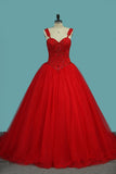 Ball Gown Straps Quinceanera Dresses Beade Bodice Tulle