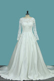 A Line Scoop Satin Wedding Dresses With Applique New Arrival