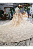 Ball Gown Wedding Dresses One And Half Meter Train Off The Shoulder Top Quality Appliques Tulle Beading