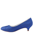 Charming Lace Royal Blue Custom Made Wedding Shoes L-921