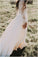 Princess A Line Long Sleeve Rustic Scoop Lace Appliques Tulle Ivory Beach Wedding Dress JS827