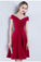 Cute A Line Red Off the Shoulder Satin Sweetheart Knee Length Homecoming Dresses JS898
