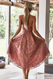 Cute Sweetheart High Low Lace Spaghetti Straps with Pocket Homecoming Dresses JS929