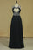 Sexy Open Back Scoop Prom Dresses A Line Sweep/Brush