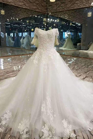 Special Offer Wedding Dresses Off The Shoulder A-Line With Appliques Lace Up