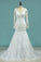 Wedding Dresses Long Sleeves V Neck Mermaid Tulle With Applique