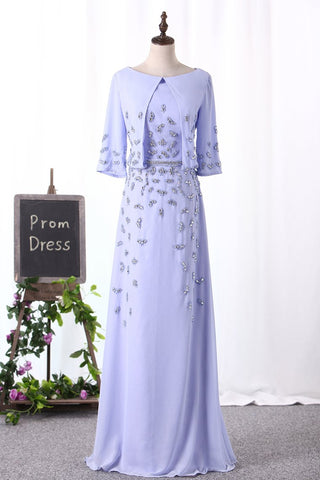 Scoop Mother Of The Bride Dresses Mid-Length Sleeves A Line With Beads