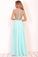 2023 A Line Boat Neck Chiffon Prom Dresses With Beading Floor Length