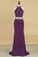Two-Piece High Neck Prom Dresses Mermaid With Applique Spandex