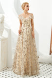Elegant A Line V Neck Off the Shoulder Beads Prom Dresses with Lace SJS15642