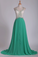 Prom Dresses A Line V Neck Chiffon With Beading Open Back
