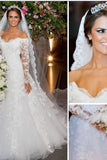 New Style Off The Shoulder A-Line Wedding Dress Long Sleeves
