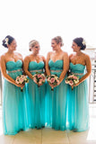 Sweetheart Strapless Tulle Turquoise Bridesmaid Dresses Beaded Wedding Party SJS20473