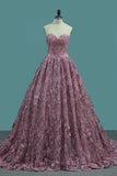 New Arrival Sweetheart A Line Lace Prom Dresses Sweep Train