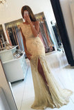 One Shoulder Mermaid Prom Dresses Tulle With Applique And Slit
