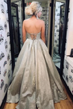 Sparkly A-Line Sweetheart Silver Long Prom Dress With SJSPEPZAMT8
