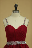 Organza Homecoming Dresses Spaghetti Straps With Ruffles And Beads