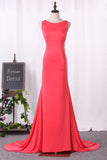 Mermaid Evening Dresses Scoop Open Back Spandex With Bow Knot