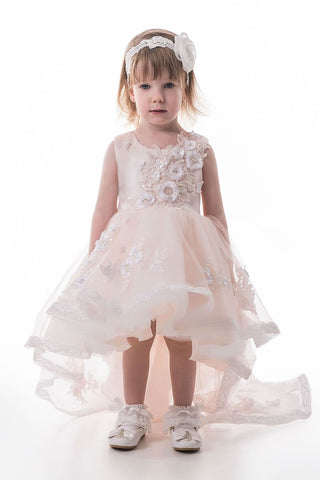 Asymmetrical Scoop Tulle With Applique Flower Girl Dresses A Line