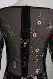 Black Lace With Embroidery Mermaid Bateau Sweep/Brush Zipper Back 3/4 Sleeves