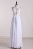 New Arrival Scoop Open Back Prom Dresses Chiffon With Applique
