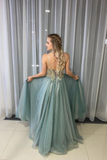 A-Line Spagahetti Straps Sweetheart Beades Long Prom Dresses Evening SJSPQTT3PE6