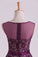 Grape Homecoming Dresses Scoop A Line With Sash And Beads Short/Mini