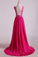 New Arrival V Neck Tulle&Lace Back A Line Exquisite Chiffon Beading Prom Dress