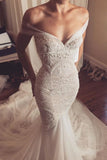 New Arrival Off The Shoulder Wedding Dresses Mermaid Tulle & Lace With Beads
