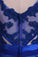 V-Neck Prom Dresses A Line Chiffon With Applique Dark Royal Blue