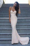 Sweetheart Strapless Prom Dresses Simple Long Mermaid Satin Evening Gowns JS116