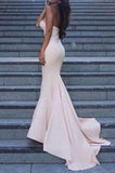 Sweetheart Strapless Prom Dresses Simple Long Mermaid Satin Evening Gowns JS116