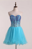 Homecoming Dresses Sweetheart With Rhinestones Tulle A Line