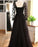 Elegant Black Lace Long Sleeveless Cheap High Neck A-Line Prom Dresses JS828