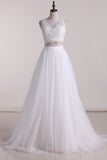 Two-Piece Scoop A Line Wedding Dresses Tulle With Applique