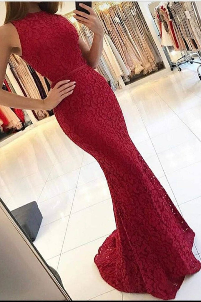 New Arrival Scoop Open Back Lace Evening Dresses Mermaid