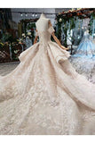 Ball Gown Wedding Dresses 2 Meter Train Off The Shoulder Top Quality Appliques Tulle Beading