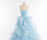 Light blue organza sweetheart applique A-line prom dress graduation dress