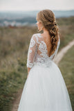 Wedding Dresses Long Sleeves Tulle & Lace Two Pieces A Line